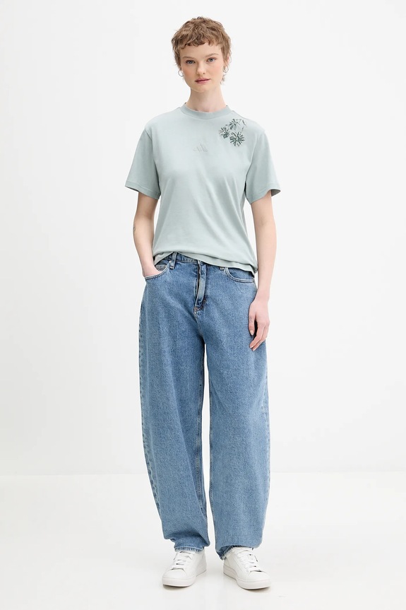 adidas t-shirt bawełniany KF0082 zielony SS26
