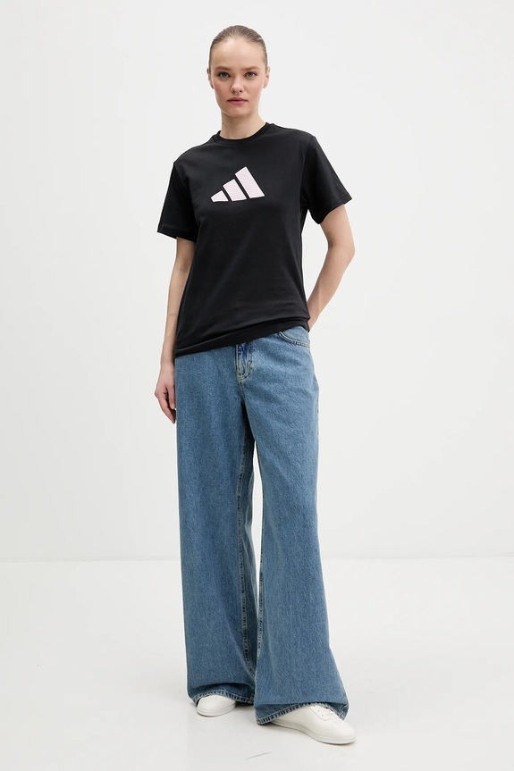 Βαμβακερό μπλουζάκι adidas KQ6399 μαύρο SS26
