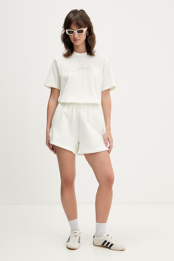 Bavlnené tričko adidas KQ6404 béžová SS26