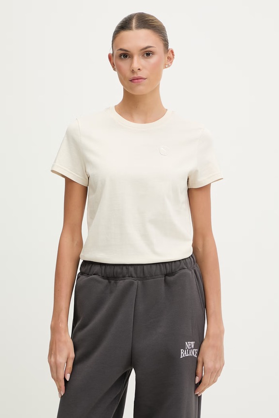 Puma t-shirt damski bawełniany Essential Elevated beżowy 691855