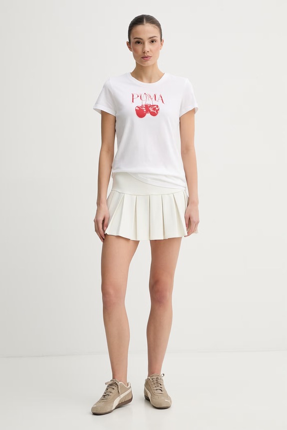 Puma t-shirt damski bawełniany GRAPHIC 691911 biały SS26