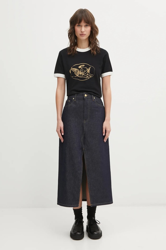 Carhartt WIP cotton t-shirt W SS Reminiscing Ringer T-S I036034.8960 black
