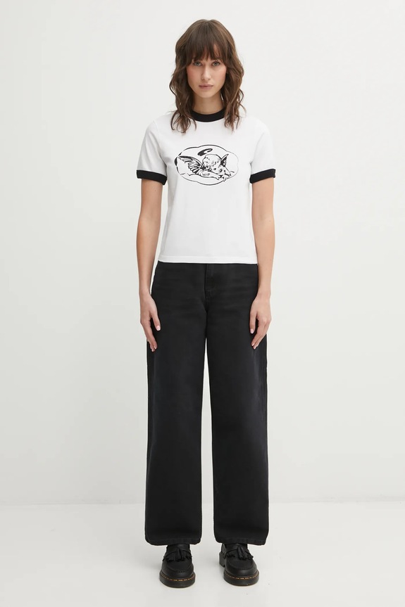 Carhartt WIP cotton t-shirt W SS Reminiscing Ringer T-S white I036034.260