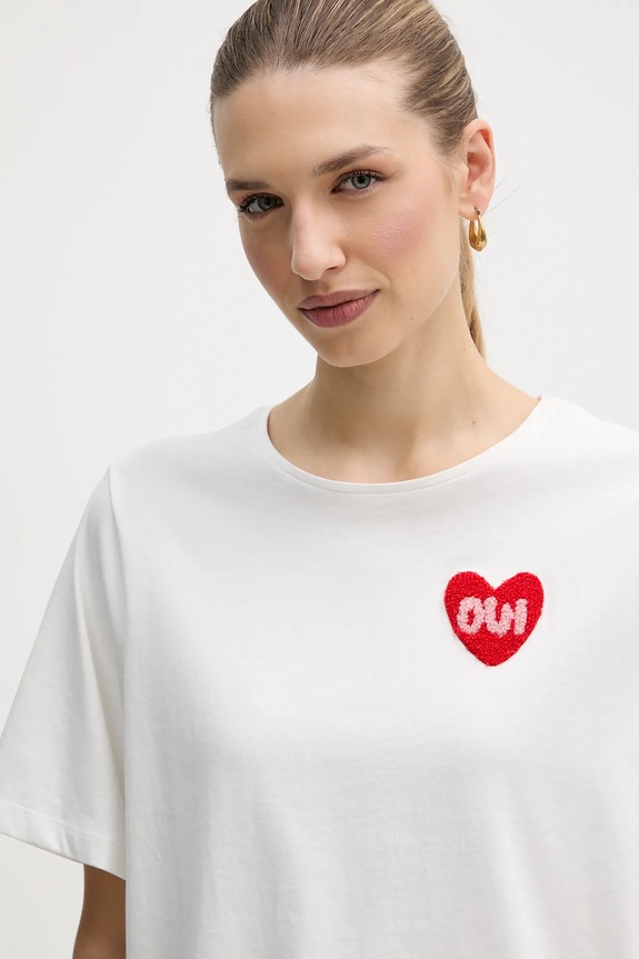 OUI tricou din bumbac alb 96046