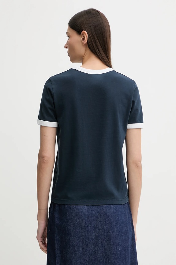 Oblečenie Bavlnené tričko A.P.C. T-SHIRT CROP MANCHE COURTE CONTRASTÉ COHBQ.F26550 tmavomodrá