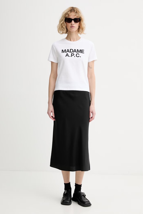 A.P.C. tricou din bumbac T-SHIRT CROP MANCHE COURTE MADAME APC COHBW.F26559 alb SS26
