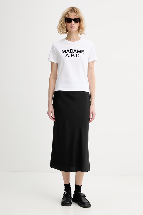 A.P.C. tricou din bumbac T-SHIRT CROP MANCHE COURTE MADAME APC COHBW.F26559 alb SS26