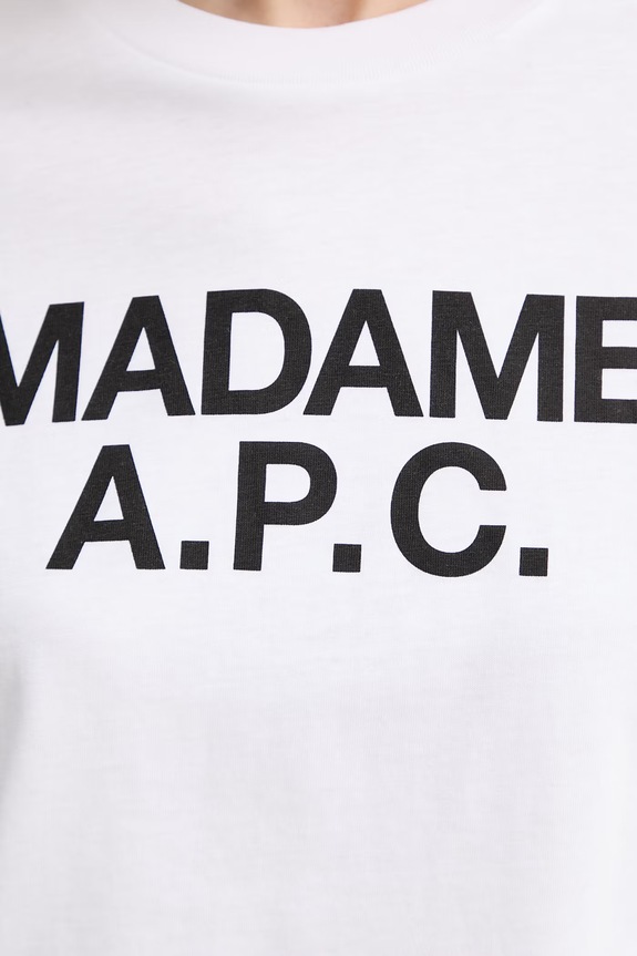 A.P.C. tricou din bumbac T-SHIRT CROP MANCHE COURTE MADAME APC COHBW.F26559 alb