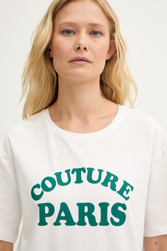 Morgan t-shirt damski bawełniany beżowy 261.DARIS