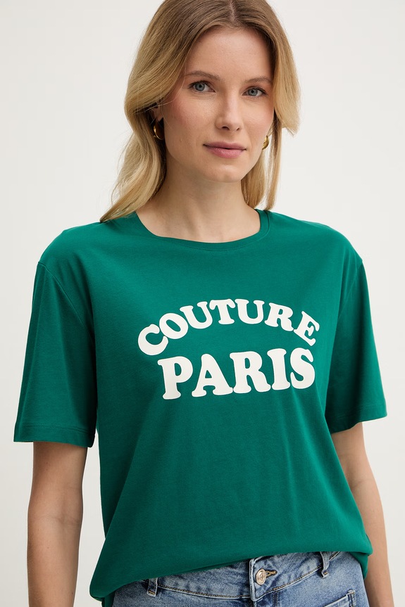 Morgan t-shirt damski bawełniany zielony 261.DARIS