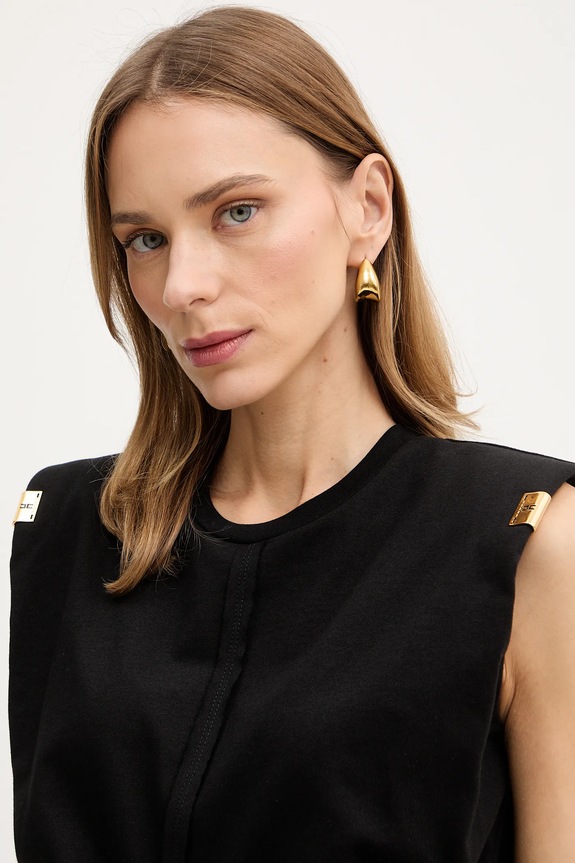Βαμβακερή μπλούζα Elisabetta Franchi μαύρο MA01161E2