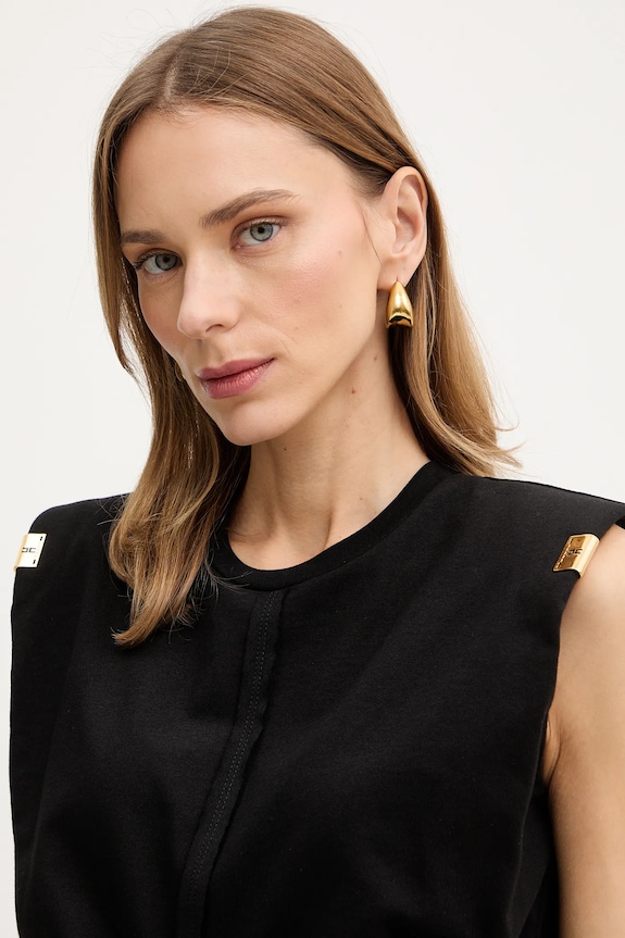 Βαμβακερή μπλούζα Elisabetta Franchi μαύρο MA01161E2