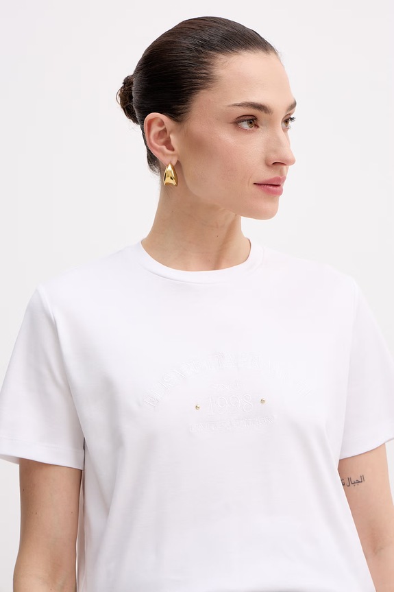 Elisabetta Franchi t-shirt damski bawełniany biały MA01761E2