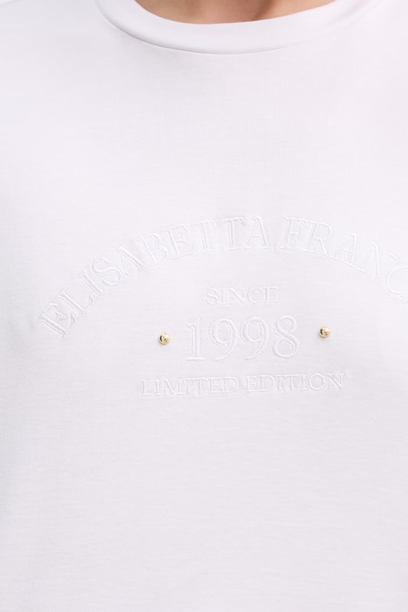 Elisabetta Franchi t-shirt damski bawełniany MA01761E2 biały