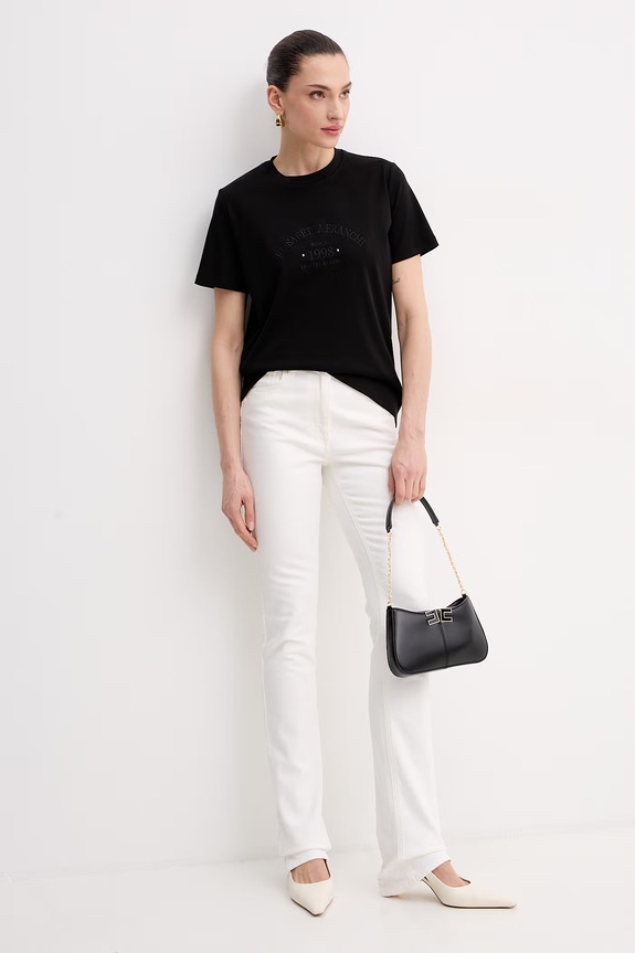 Elisabetta Franchi t-shirt damski bawełniany MA01761E2 czarny SS26