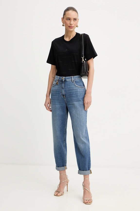 Elisabetta Franchi t-shirt bawełniany MA74D61E2 czarny SS26