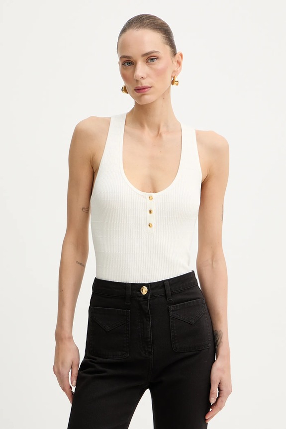Топ с добавлением шелка Elisabetta Franchi slim бежевый TK75B61E2