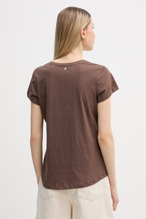 Îmbrăcăminte Mos Mosh tricou pentru femei, din bumbac Safina 176800 maro