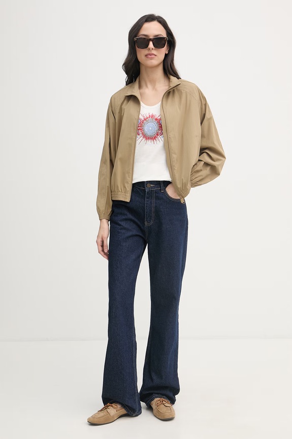 Mos Mosh t-shirt damski bawełniany Romi 176780 beżowy SS26