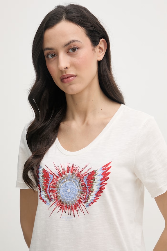 Mos Mosh t-shirt damski bawełniany Romi beżowy 176780