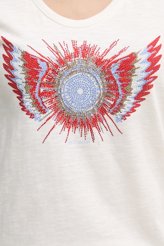 Mos Mosh t-shirt damski bawełniany Romi 176780 beżowy