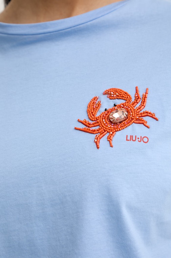 Liu Jo T-shirt damski bawełniany WA6414.JS923 niebieski