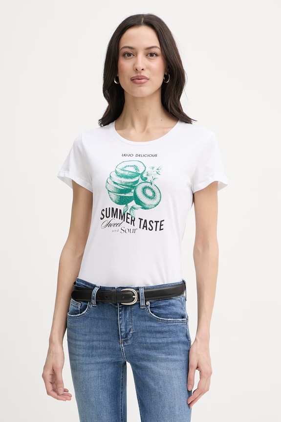 Liu Jo t-shirt damski bawełniany biały WA6476.JS923