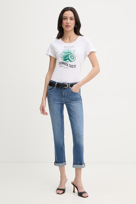 Liu Jo t-shirt damski bawełniany WA6476.JS923 biały SS26