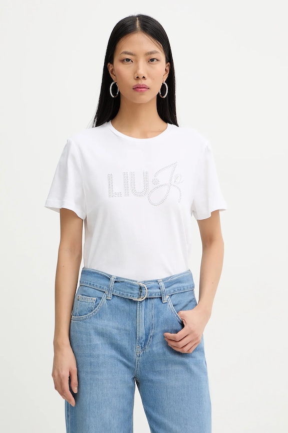 Liu Jo t-shirt bawełniany regular biały WA6491.JS923