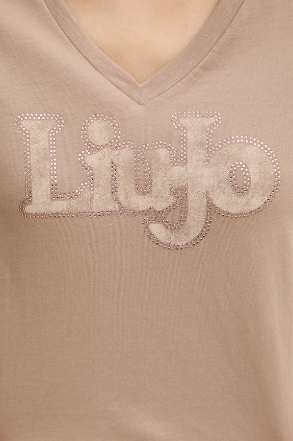 Памучна тениска Liu Jo TA6057.JS923 бежов