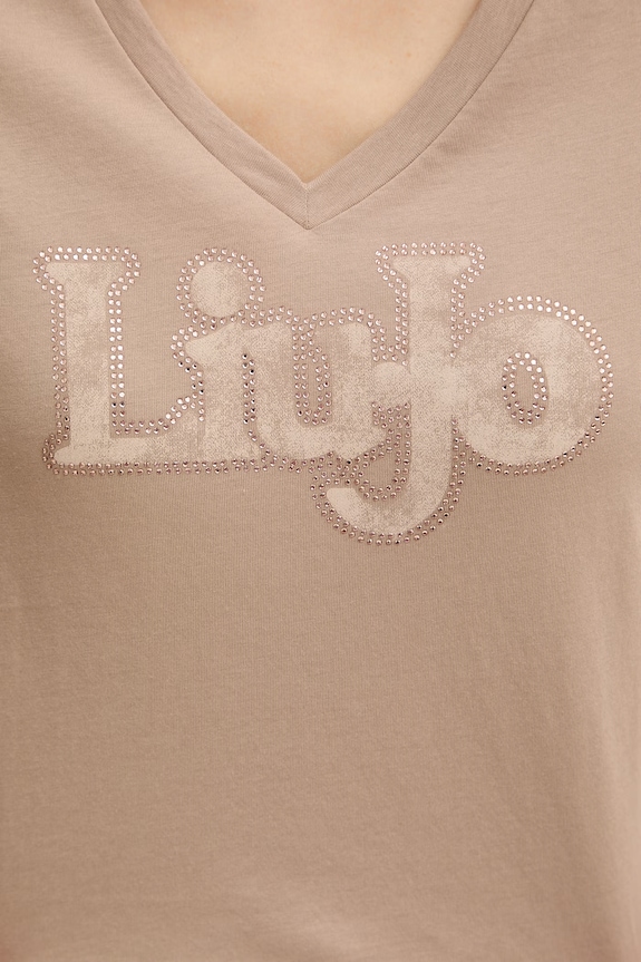 Памучна тениска Liu Jo TA6057.JS923 бежов