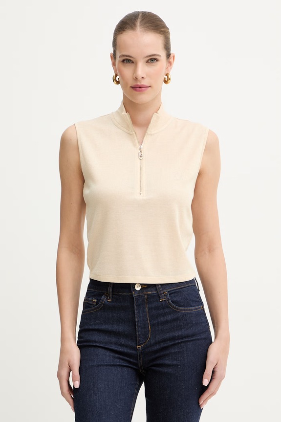 Liu Jo crop top damski regular beżowy TA6174.J3845