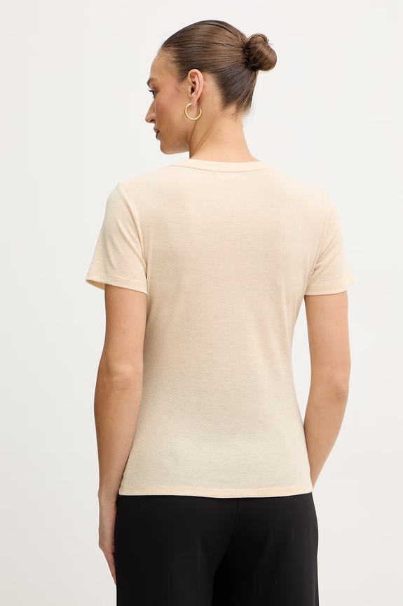 Odzież Liu Jo t-shirt basic damski TA6175.J3845 beżowy