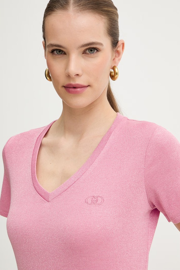 Liu Jo t-shirt basic damski różowy TA6175.J3845
