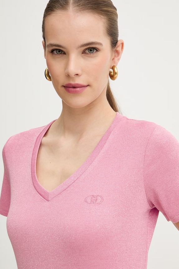 Liu Jo t-shirt basic damski różowy TA6175.J3845