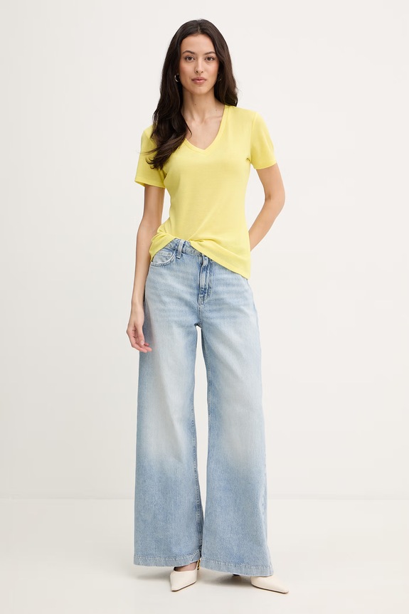 Liu Jo t-shirt basic damski TA6175.J3845 żółty SS26