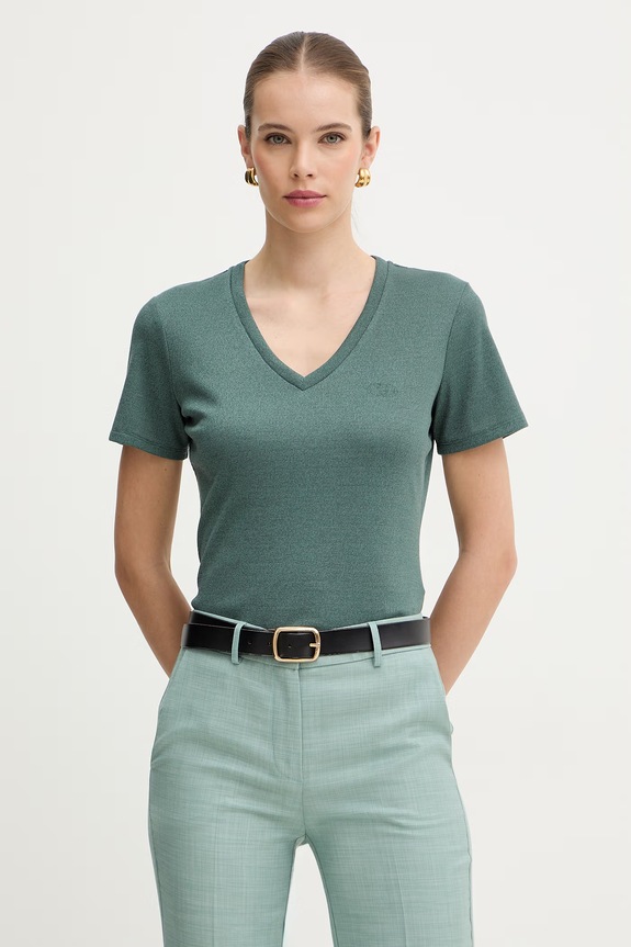 Liu Jo t-shirt basic damski regular zielony TA6175.J3845