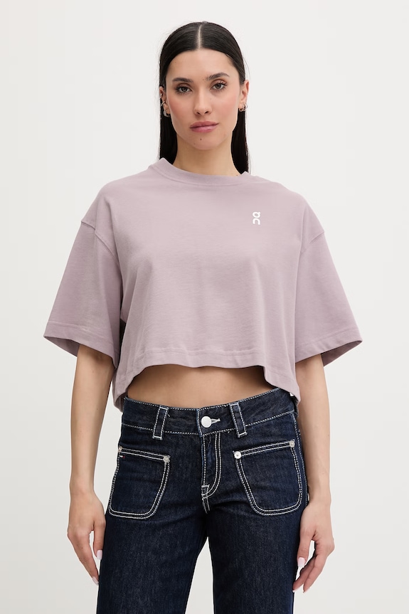 On crop top pentru femei, din bumbac Club violet 1WF11124390
