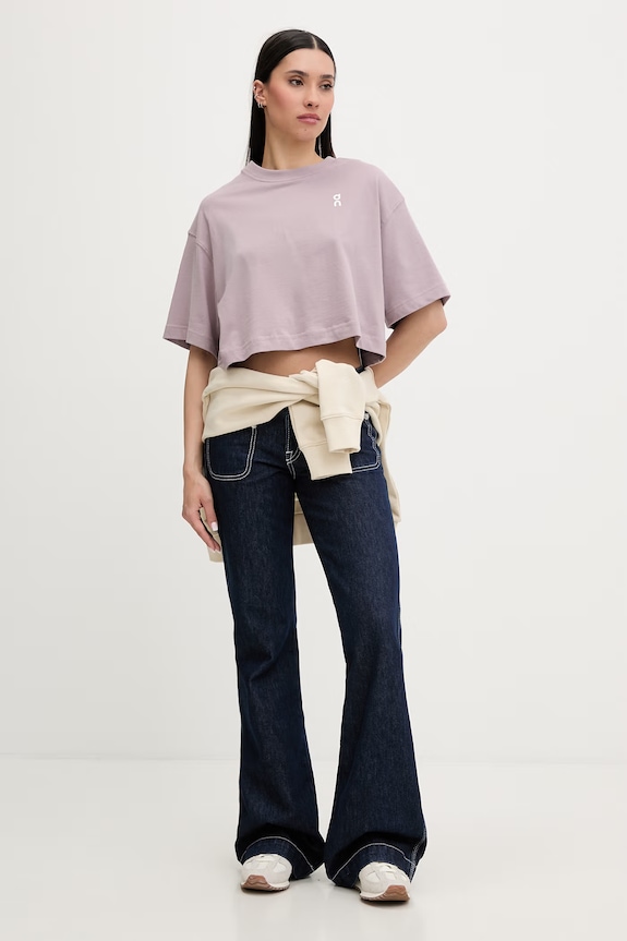 On crop top pentru femei, din bumbac Club 1WF11124390 violet SS26