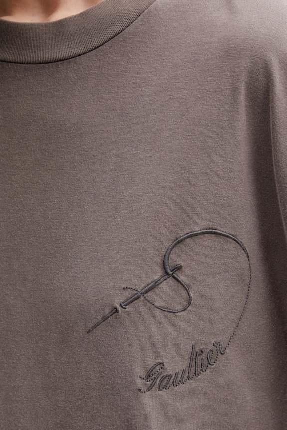 Βαμβακερό μπλουζάκι Jean Paul GAULTIER Needles καφέ 26.01.W.TO405.J033
