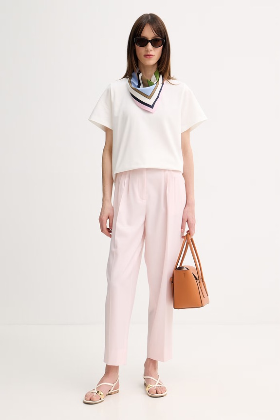 Marella kratka majica ženska bombažna z elastanom Emme by Marella 2615971041200 bela SS26