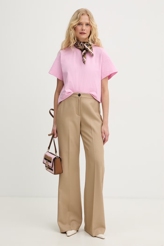 Marella kratka majica ženska bombaž z elastanom Emme by Marella 2615971041200 roza SS26