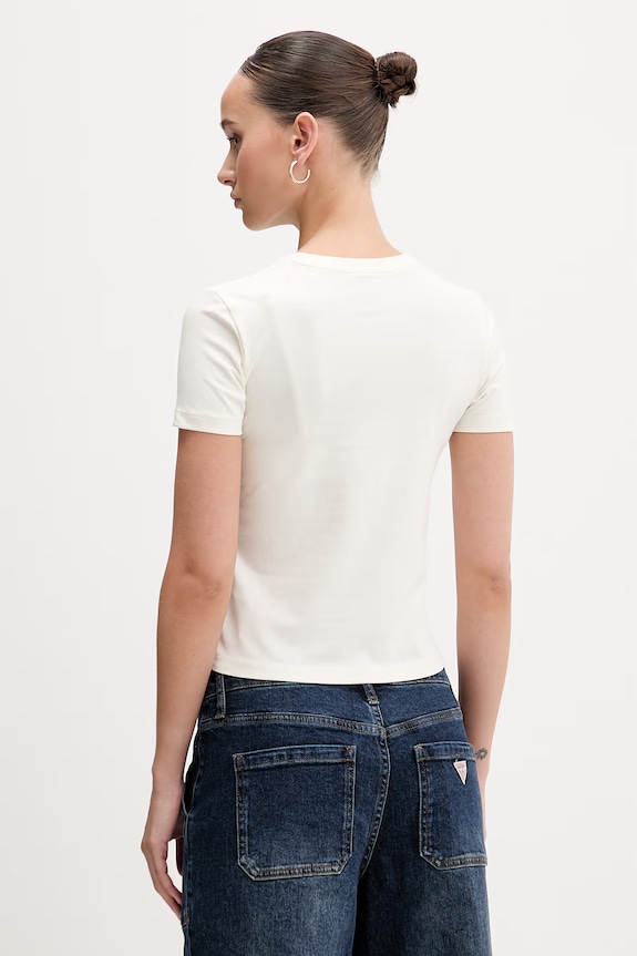 Oblečení Guess Jeans tričko dámské s bavlnou W6RI15.J1314 béžová