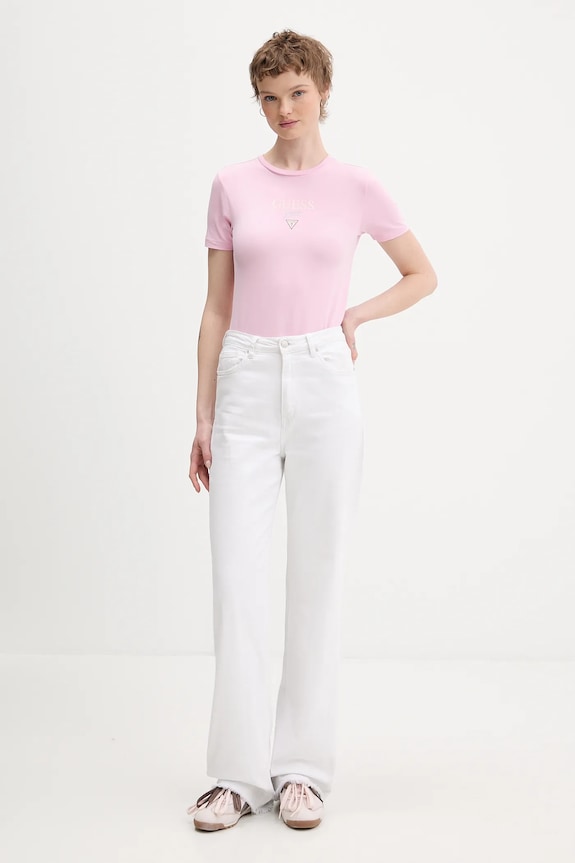 Guess Jeans tričko dámské s bavlnou W6RI15.J1314 růžová SS26
