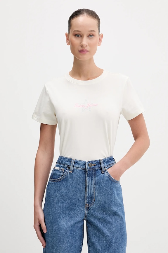 Guess Jeans tricou imprimeu bej W6RI18.J1314