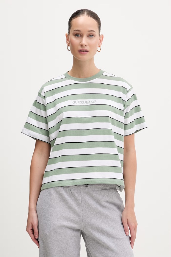 Guess Jeans tricou din bumbac curele verde W6RI19.K8HM0