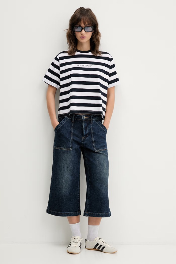 Guess Jeans t-shirt bawełniany W6RI19.K8HM0 granatowy SS26