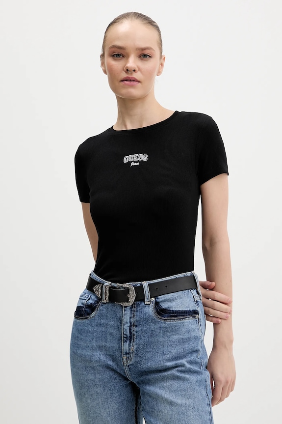 Tričko Guess Jeans nášivka černá W6RP21.KA0H1