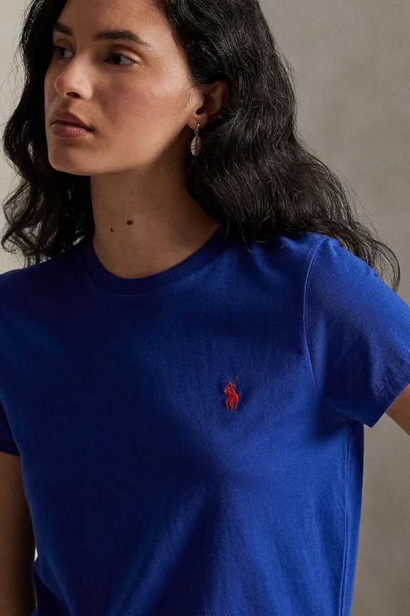 Βαμβακερό μπλουζάκι Polo Ralph Lauren 40/1 COTTON JERSEY σκούρο μπλε 211B14605007