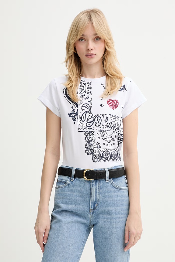 IBlues t-shirt bawełniany PAGINA nadruk biały 2617971051200